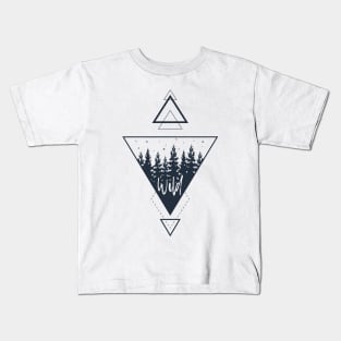 Nature. Wild Forest. Double Exposure. Geometric Style Kids T-Shirt